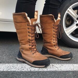 ! UGG TALL ADIRONDACK BROWN WATERPROOF SHEEPWOOL BOOTS, US 6/ EU 37